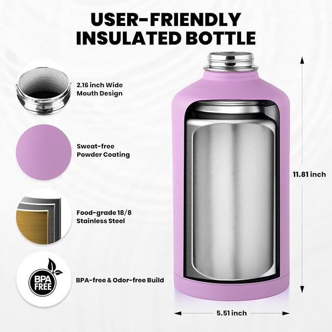 RAYMYLO One Gallon Water Bottle Insulated, Triple Walled Vacuum Stainless Steel