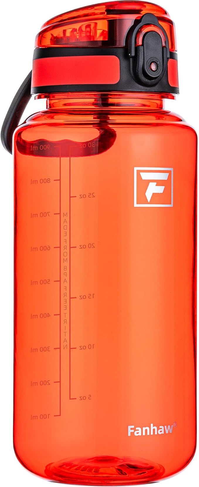 Fanhaw 32 Oz Clear Tritan Water Bottle, BPA-Free & Leak-Proof, Wide Mouth with Anti-dust Chug Lid, Reusable Plastic Bottle for Gym, Travel, School & Office, Back to School Essentials (Red)