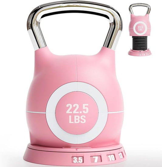 LIFERUN Adjustable Kettlebell Set with 7 Weight Levels, 22.5 lb or 44 lb | Quick-Change Weight Dial & Safety Lock, Space-Saving Design, Full-Body Workout & Cross-Training