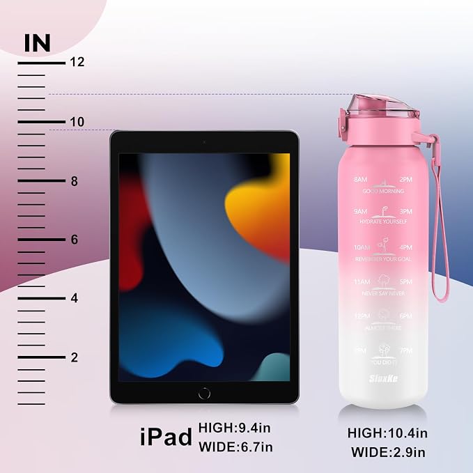 SLUXKE 24oz Insulated Water Bottle with Straw and Spout Lids, 18/10 Stainless Steel 700ml Double Wall Vacuum Sports Water Jug, Leakproof Hydro Cup Flask for Men, Women & Kids PINK WHITE