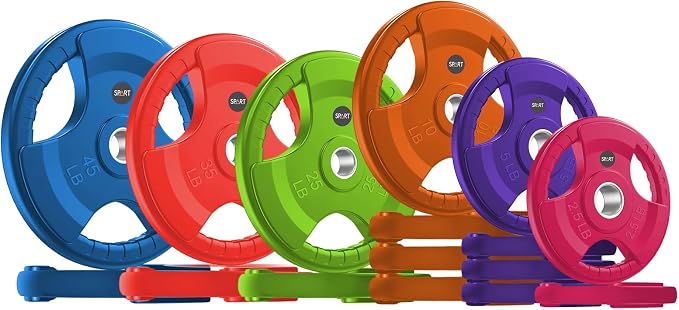 SPART 2-Inch Color Rubber Coated Olympic Grip Plate in Pairs or Single for Strength Training, Weightlifting and Bodybuilding, Solid Cast Iron Weight Plates for Barbell, 2.5LB/5LB/10LB/25LB/35LB/45LB, Two Years Warranty