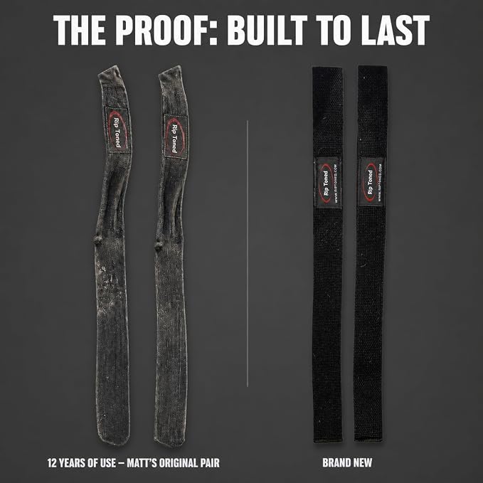 Rip Toned Lasso Lifting Straps for Weightlifting, 23¼" Padded | 1 Pair, cotton, non-latex neoprene. No break-in. Quick release. Deadlifts, rows, shrugs, pull-ups. Machine washable.