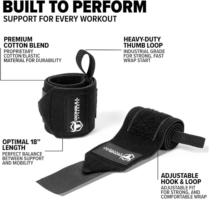 Wrist Wraps for Weightlifting (USPA & IPL Approved) - 18” Premium Quality Wrist Straps for Weightlifting - Weight Lifting Wrist Wraps with Thumb Loop - Best Gym Wrist Wraps for Lifting Weights, Curls & Dips - Lifting Wrist Wraps for Bench, Powerlifting...