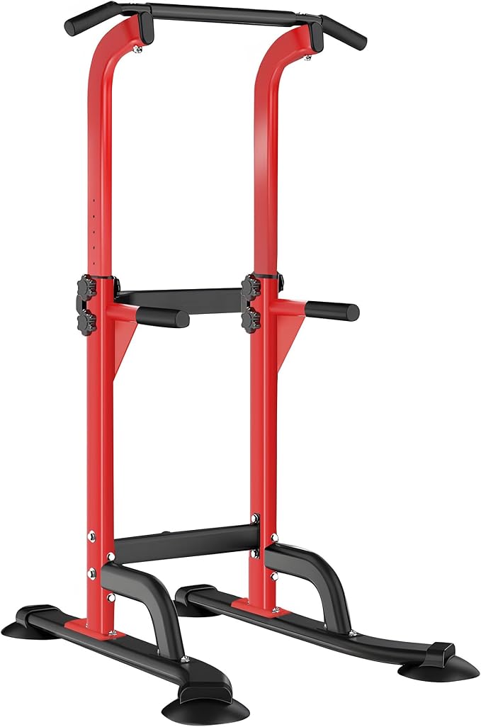SogesHome Multi-Function Power Tower Pull Up Bar Dip Station for Home Gym | Height Adjustable PullUp Dip Stand, Full Body Strength Training Equipment, Fitness Workout for Push Ups Dips, 330LB Capacity