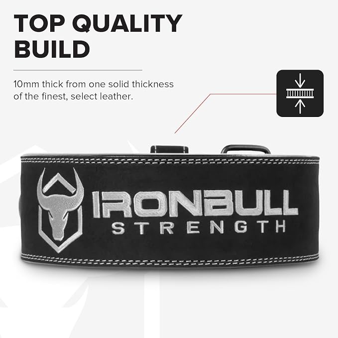 Powerlifting Belt - IPF Approved – Weight Lifting Belt 10mm - Prong Weightlifting Belt for Squats, Deadlift, and Bench Press – Lifting Belt Leather 4in for Men and Women – Back Brace for Gym, Workout, Strength Training, Strongmen & Power Lift