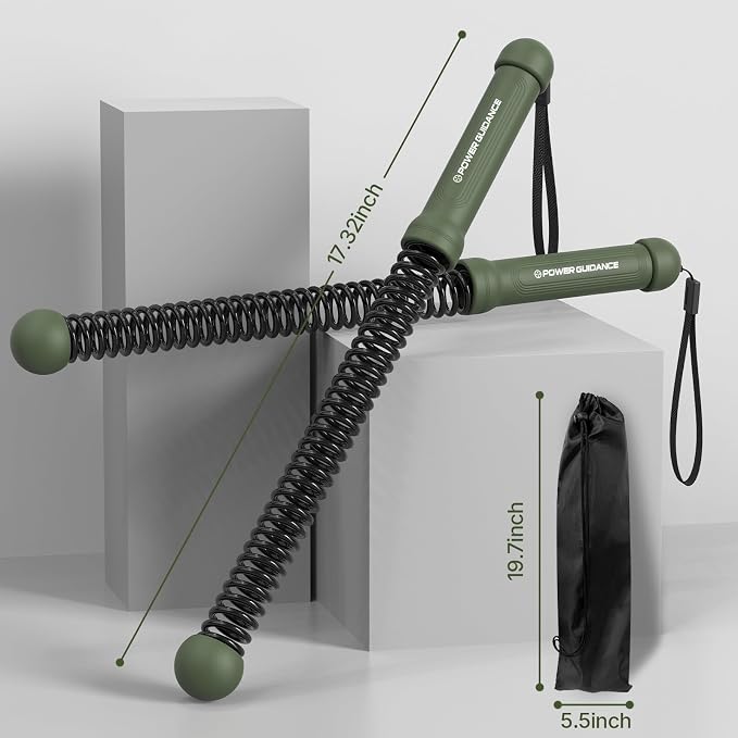 POWER GUIDANCE 2PCS Weighted Ropeless Battle Ropes, Portable Cordless Battle Rope with Non-Slip Handles, Workout Exercise Rope for HIIT, Cardio & Strength，Olive Green