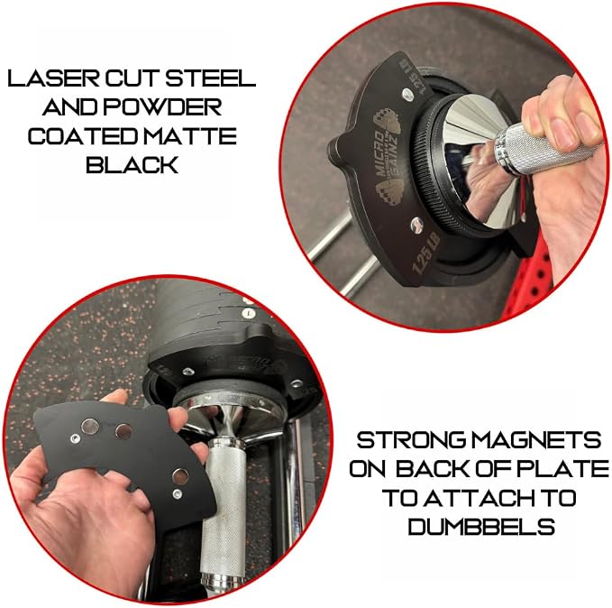 Micro Gainz 1.25LB Magnetic Weight Attachment for Snode Adjustable Dumbbells, Choose 4 or 8 Piece Magnetic Weight Plates, Ideal for Micro Loading Dumbbells, Made in USA