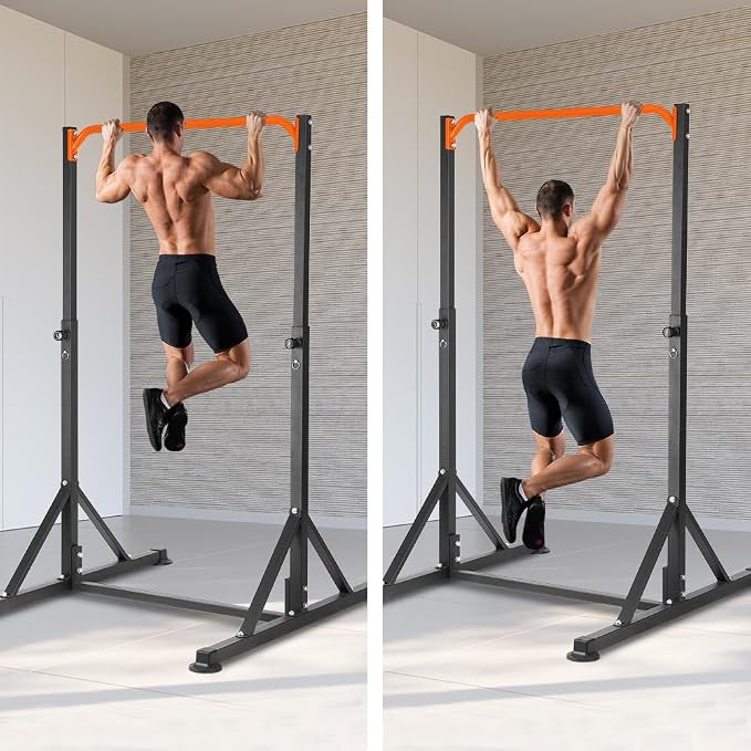 Pull Up Bar Station, Heavy Duty Chin Up Pullup Bars Free Standing Home Gym | 92" Adjustable Height, 440lb Capacity, 39.1" Wide Strength Training hanging Bar for Exercise, Outdoor Indoor Workout Fitness