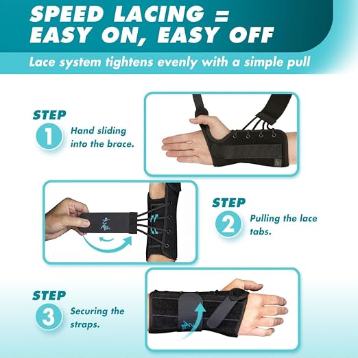 Med Spec 8" Wrist Lacer Support Brace Carpal Tunnel Right Hand Large | Adjustable Lace-Up Design Delivers Breathable Secure Fit With Customizable Compression for Lasting Comfort & Support. 223935