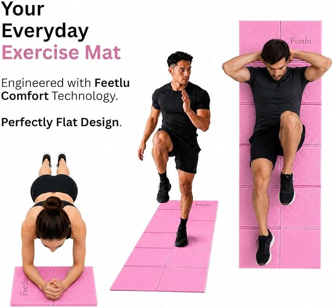 Foldable Yoga Mat, 6mm Thick, 72L x 24W Inch, Lightweight, Anti-Slip, and Easy to Store – Perfect for Travel, Yoga, Pilates, Home Workouts, and Floor Exercises