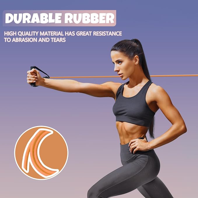 RitFit Single Resistance Bands with Handles Door Anchor for Home Gym | Door Anchor, Workout Guidance included, Exercise Bands for Physical Therapy, Yoga, Strength Training