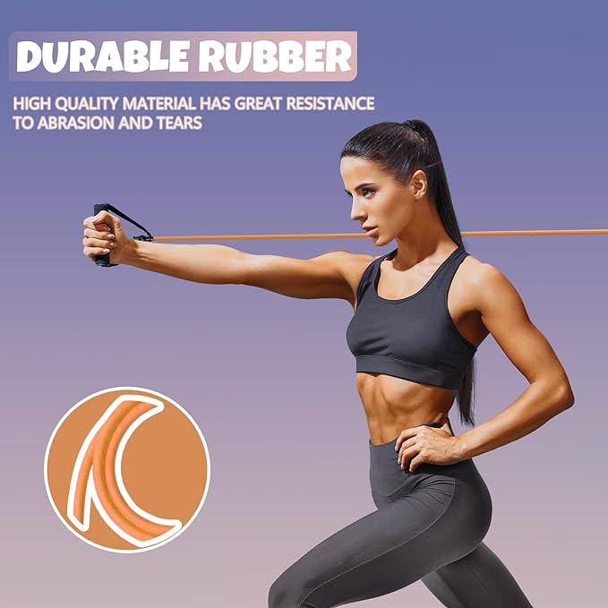 RitFit Single Resistance Bands with Handles Door Anchor for Home Gym | Door Anchor, Workout Guidance included, Exercise Bands for Physical Therapy, Yoga, Strength Training