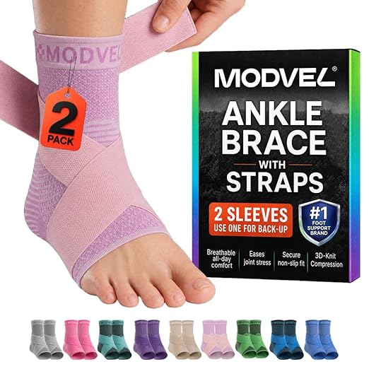 Modvel Foot & Ankle Brace Socks with Adjustable Support Strap – Compression Sleeve for Sprained Ankle, Plantar Fasciitis Relief Tendonitis & Arthritis, Stabilizing Foot & Ankle Support for Women & Men