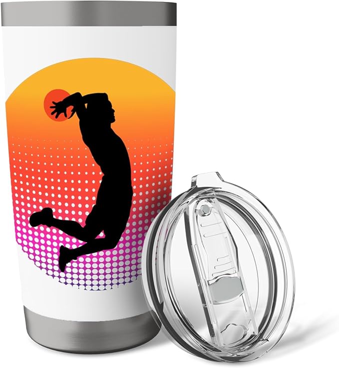 Basketball Game Hoop Slam Dunk Ball Retro Sunset Player Gift Stainless Steel Insulated Tumbler