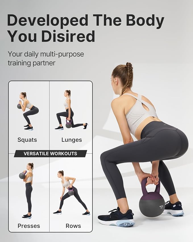 YOTTOY Soft Kettlebell, Set for Strength Training Kettlebells & Home Workouts, Soft-Sided Cushioned Base, Wide-Handle - Ideal for Men, Women, & Beginners