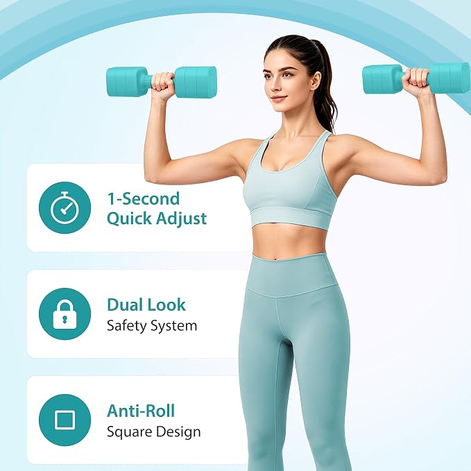 Adjustable Dumbbell Set of 2, 2.2-20LB Adjustable Weight Set, 3 in 1 Free Weights Dumbbells Set for women men at home, 2.2lb, 3.6lb, 5lb,10lb, 20lb, for Home, Office, Gym Exercise Training, Anti-slip Handle