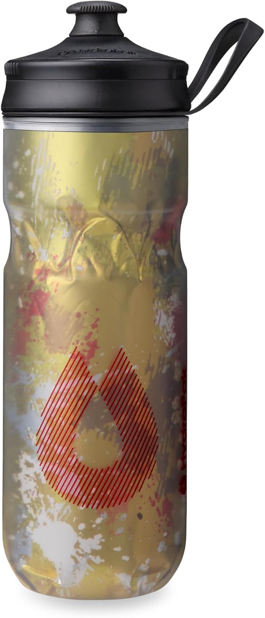 HydraPak Polar Sport Insulated Water Bottle (20oz, Splash Gold) | High Flow, BPA Free, Tri-Layer Insulation, Leakproof, Dash Handle, Easy Squeeze, Self-Sealing Cap, for Sports