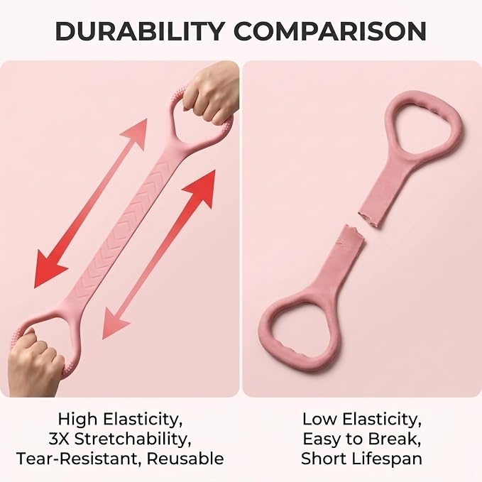 Figure 8 Resistance Bands with Handles, Silicone Exercise Bands for Yoga Pilates Stretching, Portable Home Workout Equipment for Arm Back Shoulder Training, Fitness Band for Women Men