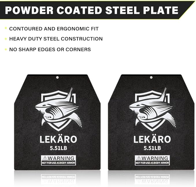 Weighted Vest Plates 9.8"x11" Steel Weight Plates for Vests – 5.51/8.81/15.43/20.94 LB Pairs – Rust-Proof Powder Coated Workout Inserts for CrossFit Murph Rucking Running Strength Training