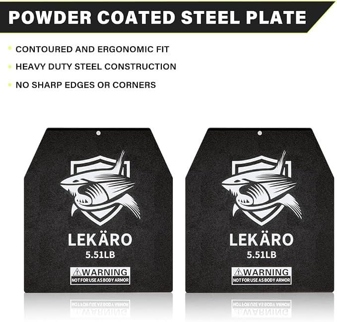 Weighted Vest Plates 9.8"x11" Steel Weight Plates for Vests – 5.51/8.81/15.43/20.94 LB Pairs – Rust-Proof Powder Coated Workout Inserts for CrossFit Murph Rucking Running Strength Training