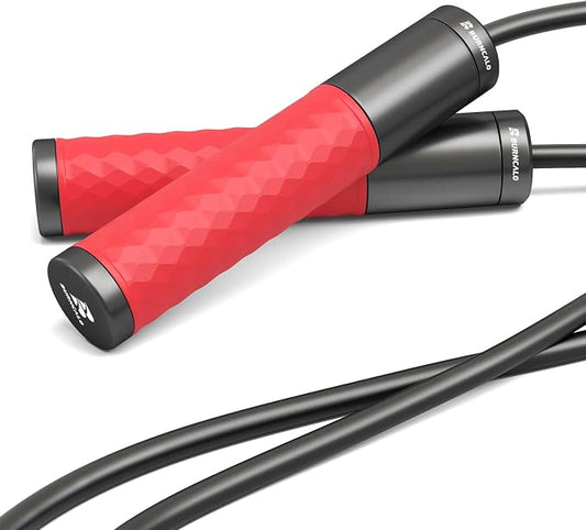 Weighted Jump Rope for Men, Women (1.5LB) - Alloy Steel Handles, Speed Skipping Rope, Gym,Indoor/Outdoor - Fitness, Workout, Boxing - Solid PVC & Cotton Rope
