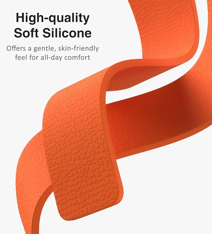 Magnetic Silicone Band Compatible with Apple Watch Band 42mm 41mm 40mm 38mm Series 11 10 9 8 7 6 5 4 3 & SE 3/2/1 Strong Magnetic Clasp, Waterproof & Adjustable (Orange)