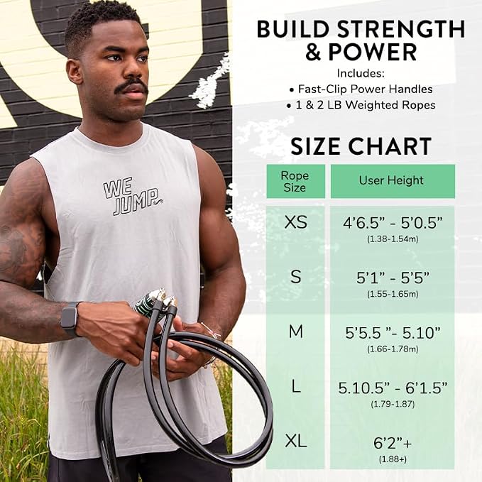Crossrope Get Strong Weighted Jump Rope Set for Strength | Power Handles with 1 and 2 lb weighted ropes to build power and endurance. Designed for full-body, strength-focused workouts.