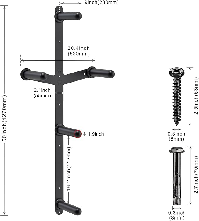 Kipika Weight Plate Storage Rack - Wall Mounted Weight Plate Holder with Durable Steel Construction Organizer for Olympic Plates, 1000lb Capacity, Space-Saving for Home Gym
