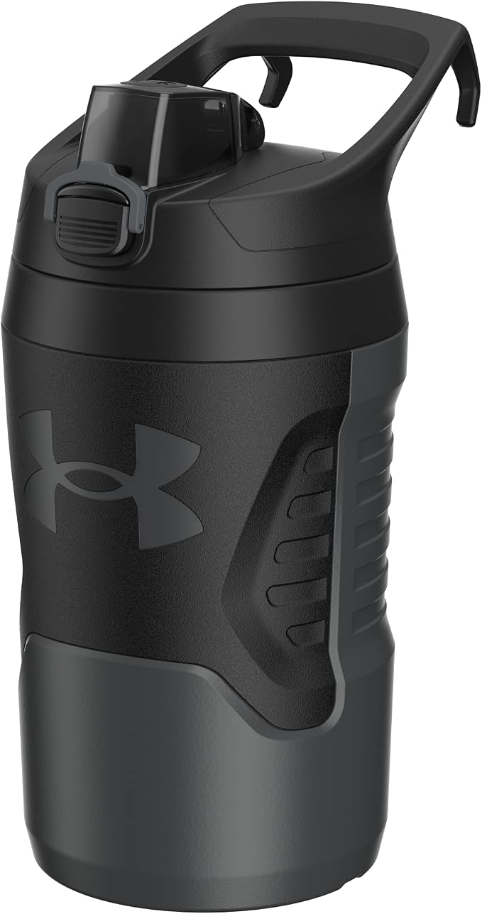 Under Armour 32 oz Insulated Water Bottles - Sports Water Jug with Fence Hook, Leak Resistant for Baseball, Football & More, 32 oz Insulated, Jet Grey/Black