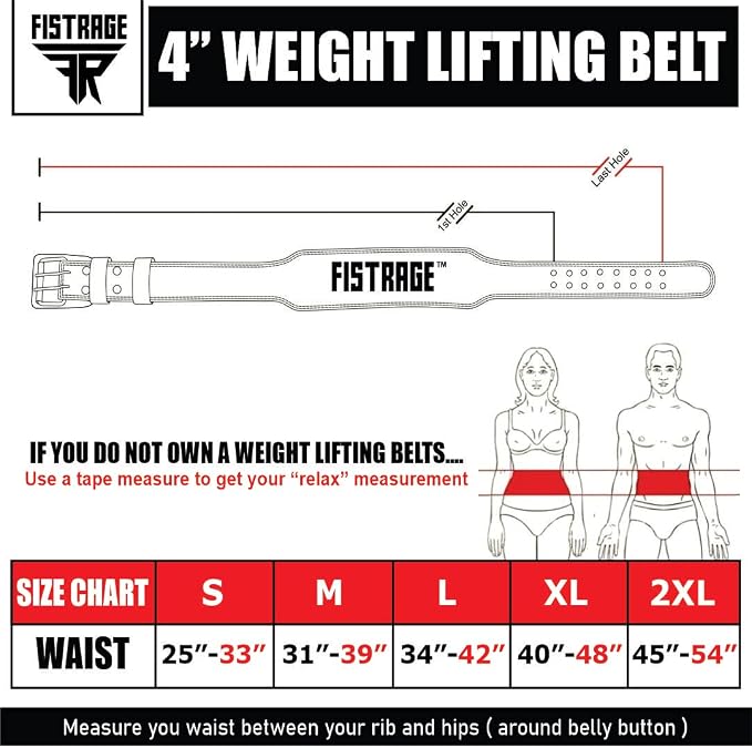 FISTRAGE Power Weight Lifting Leather Belt Gym Back Support Strap Training Fitness Exercise for Tough Workouts | Power Lifters | Supports Lumber Lower Back With Free Wrist Strap