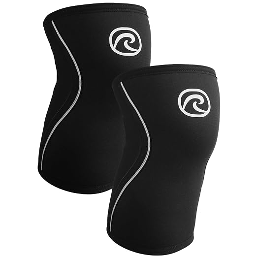 Rehband Knee Sleeve 3mm Neoprene, Lightweight Knee Brace for Endurance and Ball Sports, Unisex Compression Starter Knee-Sleeves, Breathable Running Knee Support, Colour:Black - 1 Pair, Size:X-Small