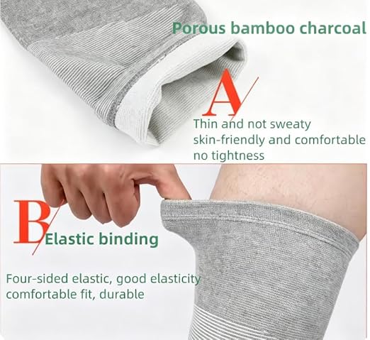 2 PAIRS 4 Pcs Bamboo Charcoal Compression Knee Sleeve Brace | Compression Support, Knee Brace, 2 Pairs Included, Charcoal Infused, Sleeve Design
