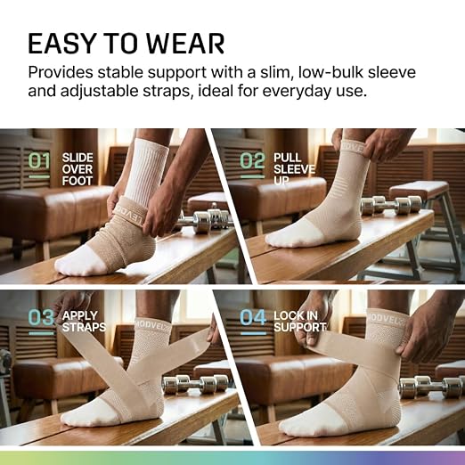 Modvel Foot & Ankle Brace Socks with Adjustable Support Strap – Compression Sleeve for Sprained Ankle, Plantar Fasciitis Relief Tendonitis & Arthritis, Stabilizing Foot & Ankle Support for Women & Men