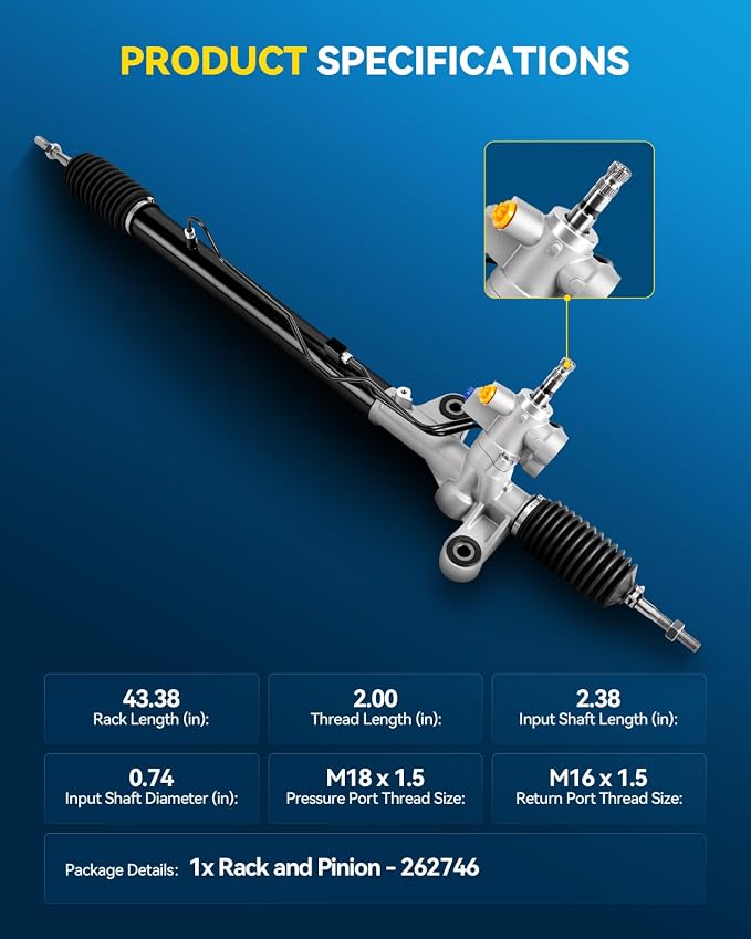 PHILTOP Power Steering Rack and Pinion Compatible with Honda Accord 2008 2009 2010 2011 2012 All Models, Hydraulic Rack and Pinion Replace 26-2746