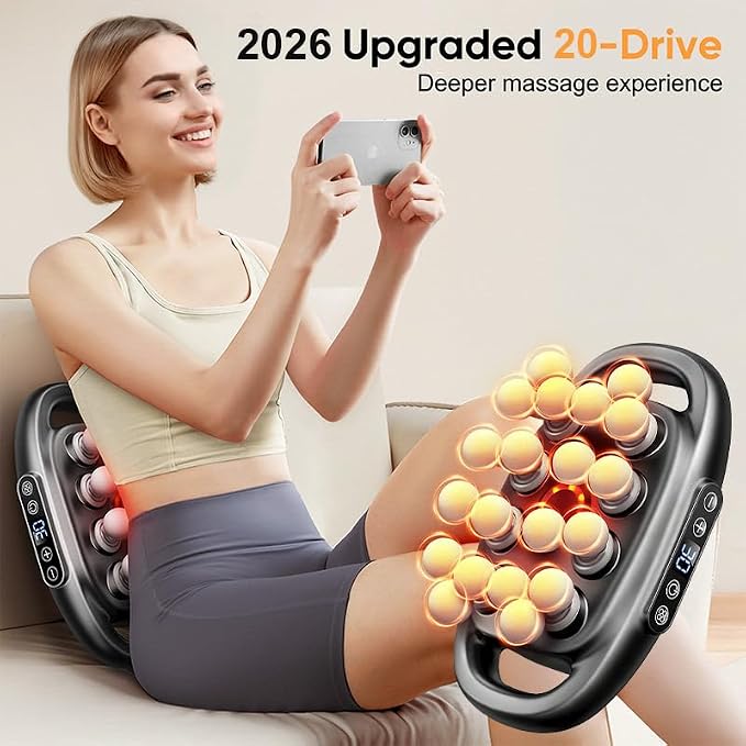 20 Head Massage Gun Deep Tissue - 2026 Upgrade Back Muscle Massager | 3 Modes & 30 Intensities, Portable Quiet Percussion Massager for Legs, Waist, Back, Neck, Buttocks Muscles Pain Relief