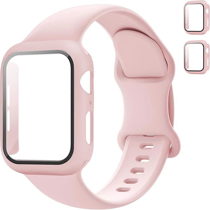 Sport Band and Case for Apple Watch Band 40mm 44mm 46mm 42mm 41mm 45mm 38mm iWatch Bands for Women/Men,Silicone Waterproof Strap with Cover Combo for Apple Watch Series 11 10 9 8 7 6 5 4 SE Ultra/2 3
