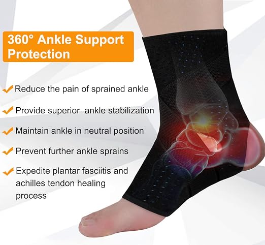 Vinaco 2 pack Ankle Brace with adustable compression for Sprained Ankle | Perforated Quick-Dry Fabric, Crisscross Reinforcement Straps, Fits Both Foot, Adjustable Tension for Sports & Injury Recovery