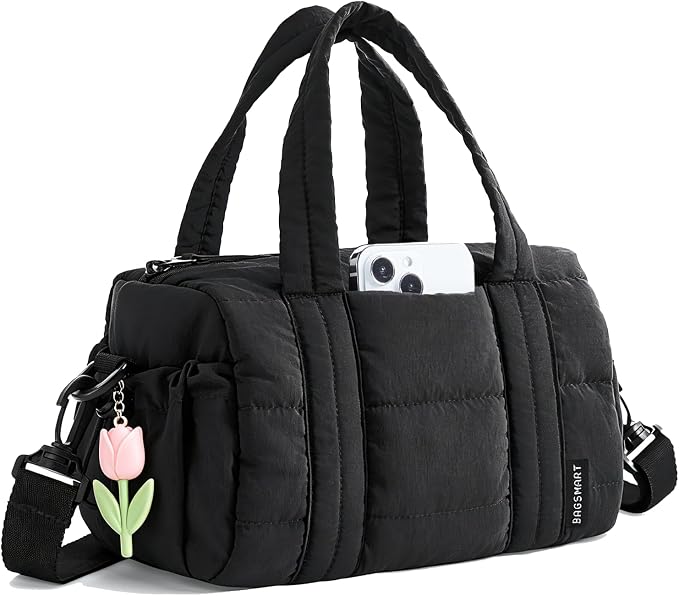 BAGSMART Reiki Gym Bag for Women Puffy Yoga Mat Travel Weekender Duffle Bag | Lint-Resistant Lining, Wet-Dry Pocket & Anti-Slip Mat Loop, Ultra-Light, Roomy for Workout Gear, Water Bottle, Travel, Sports