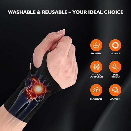 DR.SPRING Graphene Wrist Brace for Carpal Tunnel | Night Support for Left & Right Hands | Arthritis,Tendonitis & Wrist Sprain Pain Relief | Seamless & Breathable Fabric | Adjustable Compression Wraps