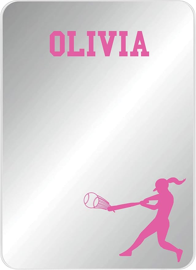 Personalized Sports Player Fan Team Club Locker Mirror Magnet – Back to School Decor, Colorful Magnetic Organizer Accessory for Gym, Home, Office & Refrigerator (Softball)