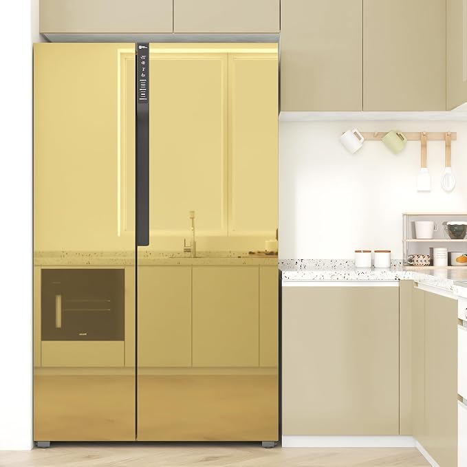 WESTICK 24" x 118" Gold Mirror Stickers for Wall Self Adhesive Flexible Mirrored Wallpaper Peel and Stick Mirror Contact Paper Roll Stick on Mirrors for Art Crafts DIY Decoration Cabinets Countertops