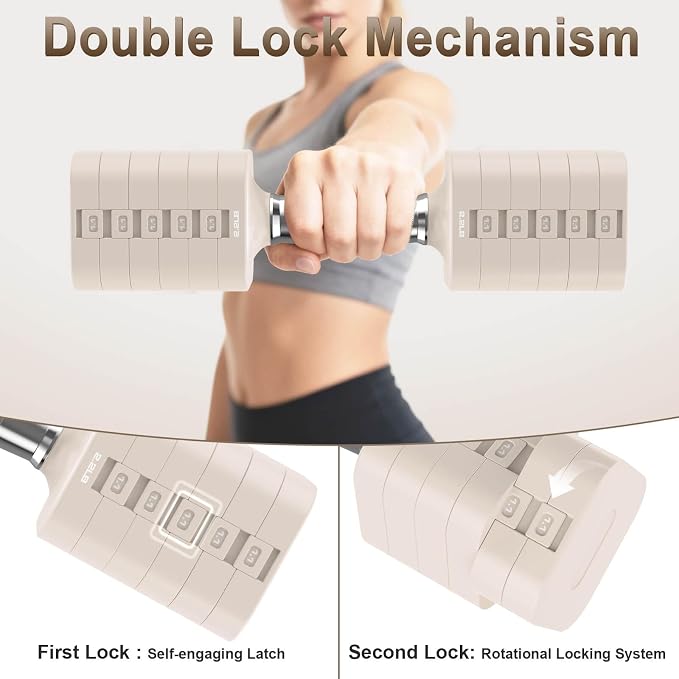 Hezeyferg 30.8LB Adjustable Dumbbell Set, Hand Weights Set for Home Gym | Each Adjustable Weight Dumbbell with 6 Levels 4.4/6.6/8.8/11/13.2/15.4lb, for Women/Men Full Body Workout