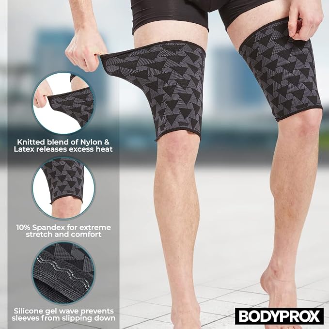 BODYPROX Thigh Compression Sleeve(1 Pair), Hamstring Compression Sleeve for Men and Women