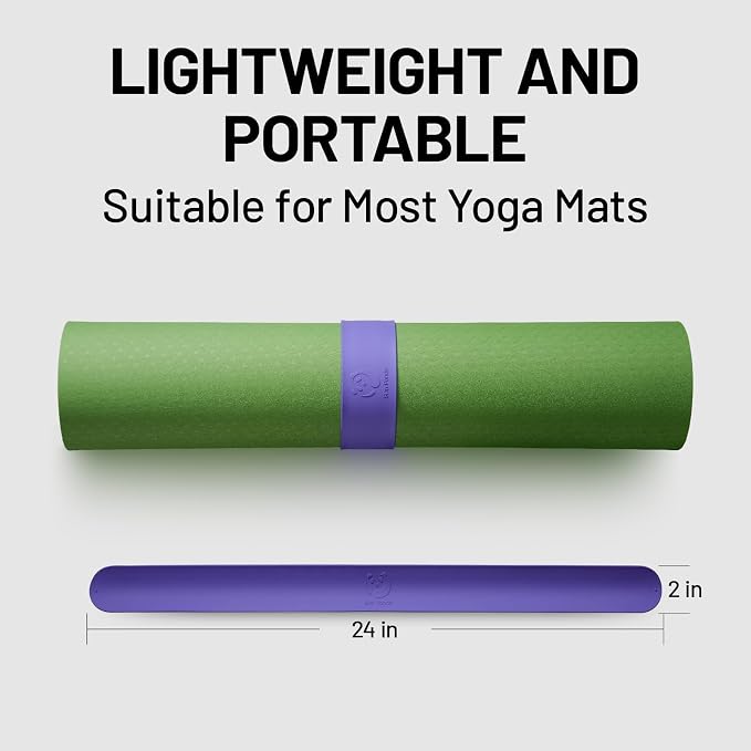Yoga Mat Strap Slap Band, One Snap Keeps Mats Tightly Rolled, Heavy-Duty Clasp Fits Most Size Mats(24" L X 2" W)