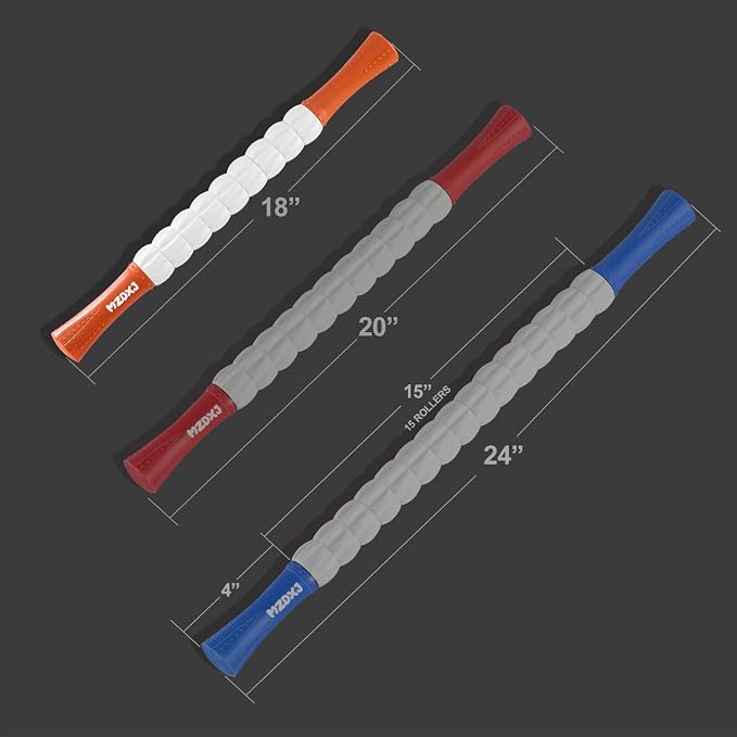 Muscle Roller Massage Roller Stick- Deep Tissue Fascia Blaster for Myofascial Pain Relief, Lymphatic Drainage & Body Sculpting, Handheld Physical Therapy & Recovery Tool(Orange White)