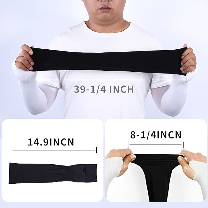 KUHNMARVIN 2 Pairs Arm Sleeves Compression UV Protection Cooling Sun Sleeves Tattoo Cover Up Basketball Arm Sleeves Football