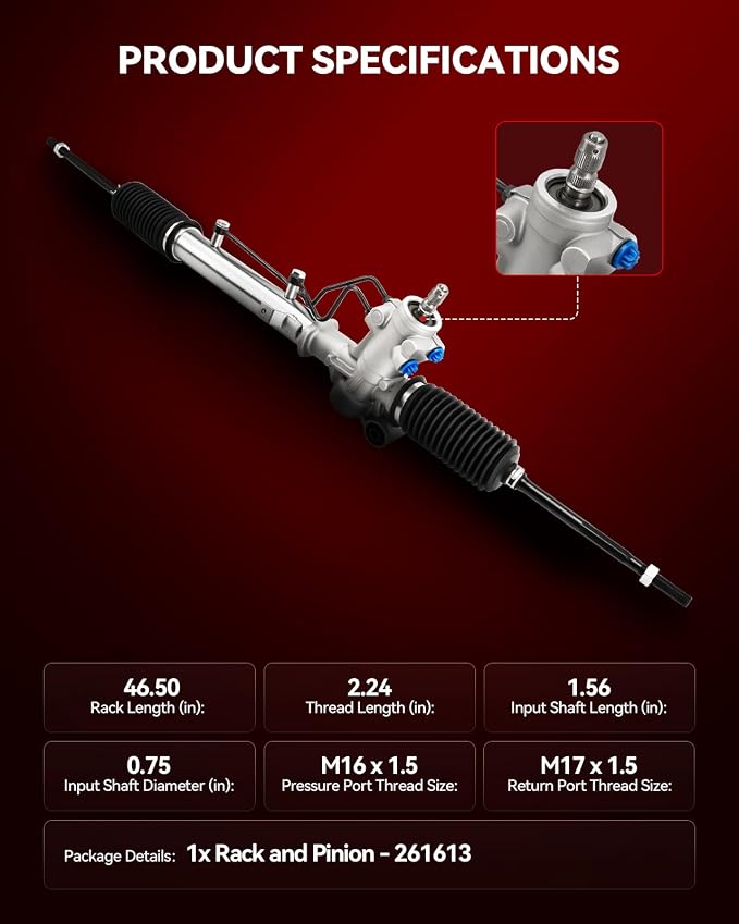 Torchbeam Power Steering Rack & Pinion Assembly Fit for 1996 1997 1998 1999 2000 RAV4 GAS, Hydraulic System Steering, Replaces OEM 26-1613