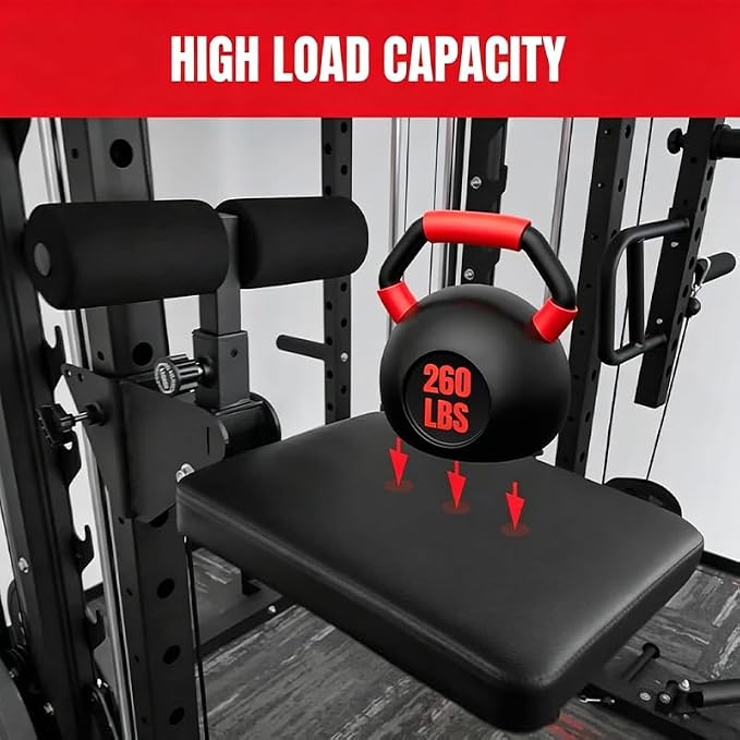 JEEKEE Rack Mounted Leg Extension & Curl Attachment, Compatible with 1" Hole 2x2/2x3/3x3 Power Racks, Multi-Function Gym Accessory for LAT Pulldown, Chest Row, Leg Training