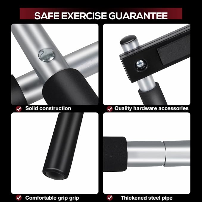 GYE Adjustable Doorway Pull-Up Bar, Heavy-Duty Steel, 440 lb Capacity | Heavy-duty steel frame, adjustable width, soft foam grips, ideal for home gyms, strength training and fitness workouts
