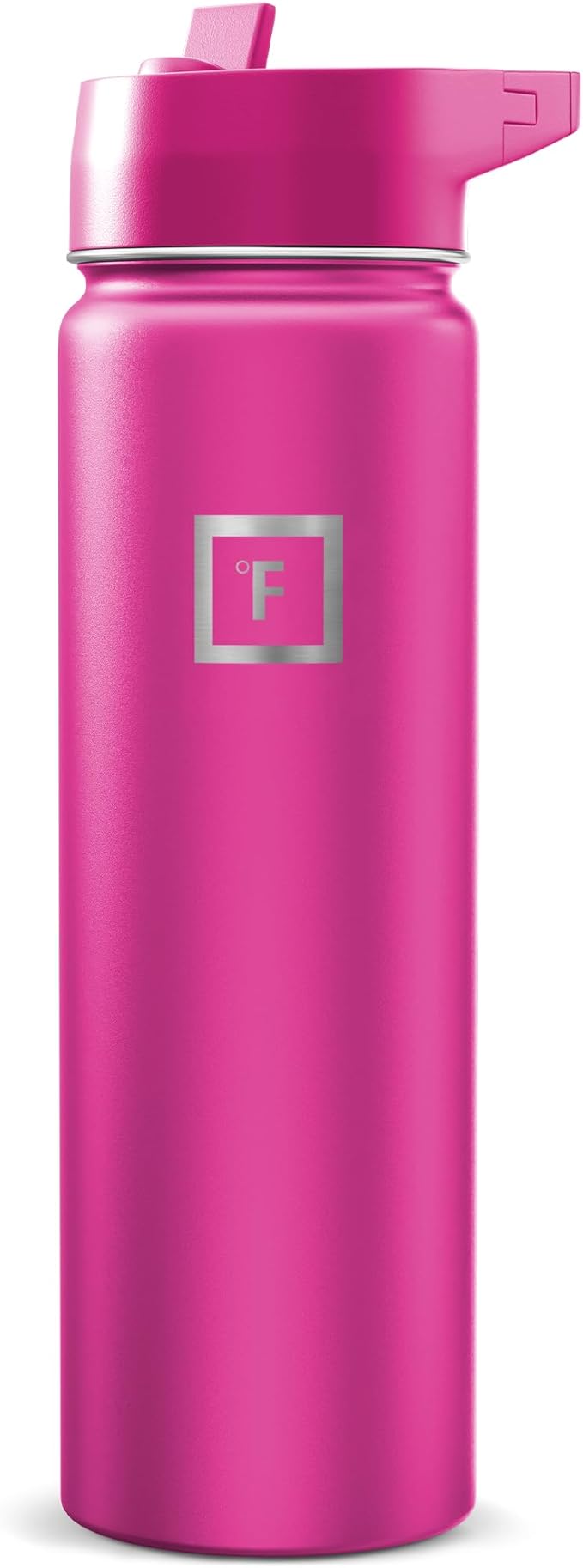 IRON °FLASK 24 oz Wide Mouth Water Bottle with Straw | Insulated Stainless Steel Sports Water Bottle with Leakproof Straw Lid - BPA Free, Cold 24 Hrs, Sweat Free (Pink Tulip)